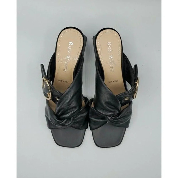 Ron White Black Willow Napa Twist Buckle Sandals Size 37.5 (7 US) $475.00 - Picture 4 of 13